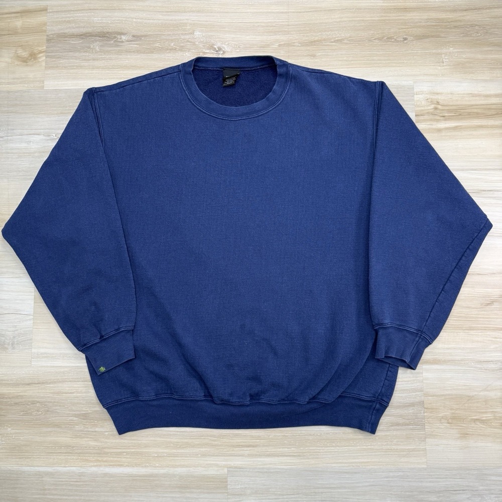 Vtg 90s Mossimo Crewneck Pullover Sweatshirt Men's Large Navy Blue Blank Plain
